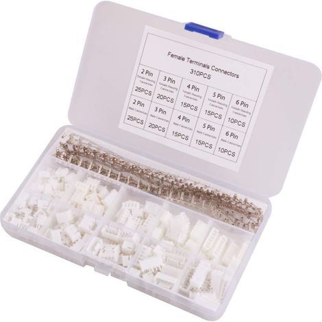 Kit de 480 conectores JST con conectores macho/hembra JST-XH de 2,54 mm de 2/3/4/5/6 pines y terminales de conector hembra de 2,54 mm. (1/5)