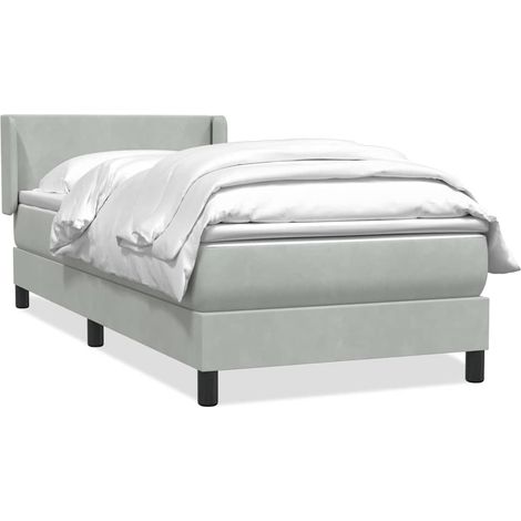 Maison Exclusive - Sommier à lattes de lit et matelas gris clair 90x210 cm velours (1/5)