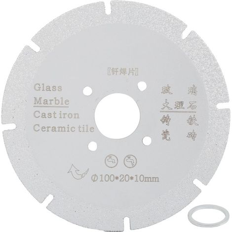 Disque diamanté brasé 100x20x10mm pour marbre, meule de polissage et coupe, outil de quincaillerie argenté. (1/5)