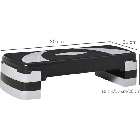 Aerobic-Stepper 3-stufig höhenverstellbar 80 x 31 x 20 cm Schwarz+Grau (1/5)