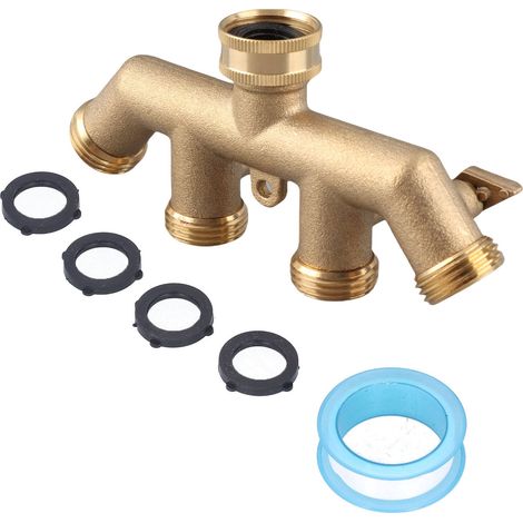 Répartiteur de tuyau d'arrosage à 4 voies, raccords pour robinet d'eau, distributeur, répartiteur d'eau de jardin NPT 3/4 (1/5)