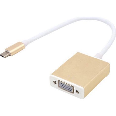 Câble adaptateur USB Type-C femelle vers VGA femelle, adapté à la connexion d'ordinateurs de bureau et portables à des moniteurs VGA (or). (1/4)