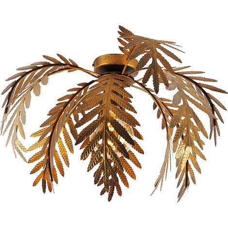 QAZQA Lampada da soffitto botanica - rustico - Acciaio - Oro/Ottone - Organico E27 Max. 1 x 4.9 Watt (1/5)