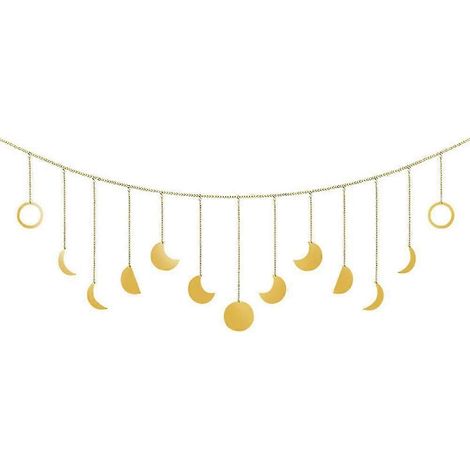 Guirlande murale lune, style bohème, décoration intérieure, ornements artistiques pour chambre, salon, bureau, cadeau de Noël, argenté, 2 pièces-Style MM