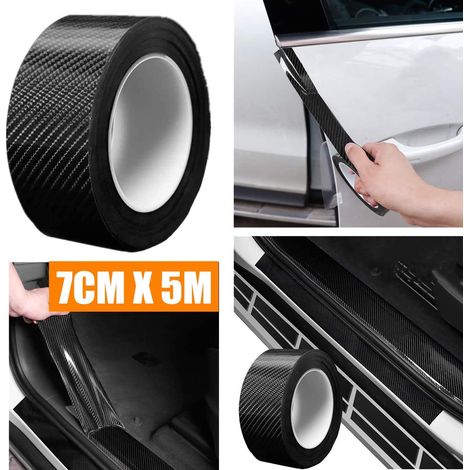 BEBUSINGOTO Film de Protection Universel pour Seuil de Porte de Voiture, 5M Autocollant Fibre de Carbone Protecteur de pare-chocs, Protection Seuil Porte de Voiture Protecteurs de Jante (7cm x 5m) (1/5)