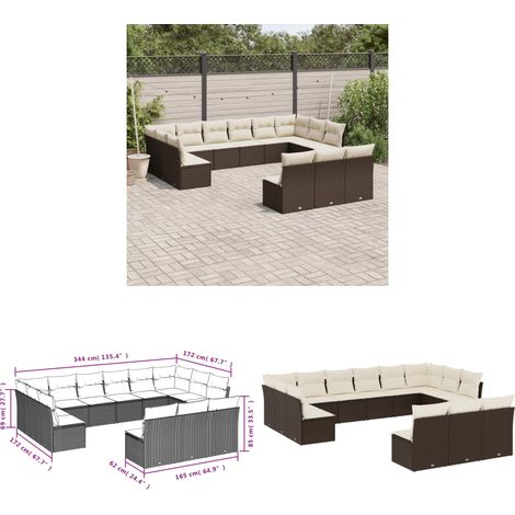 Salon de jardin avec coussins 13 pcs marron résine tressée - Salon De Jardin - Canapé Extérieur - Ensemble Salon De Jardin - Meuble De Jardin - Mobilier De Jardin - Home & Living (1/3)