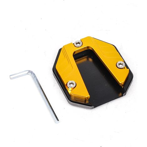 (Jaune) Extension de béquille latérale en alliage d'aluminium pour scooter, moto et vélo : support antidérapant à base élargie, puissance maximale (1/4)