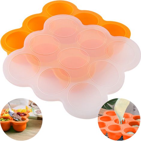 molde de 9 cavidades, tapa de silicona, 70 ml porciones, apto para bebés y cocina, apto para congelador y horno. (1/5)