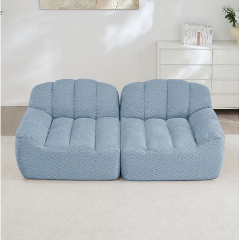 Canapé modulaire 2 places sans montage, forme coquillage, bleu HAVRYA (1/5)