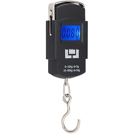 Échelle de main numérique, balance de bagages portable 50 kg Affichage numérique, transport facile, application profonde pour les achats, Voyage, pêche (1/5)