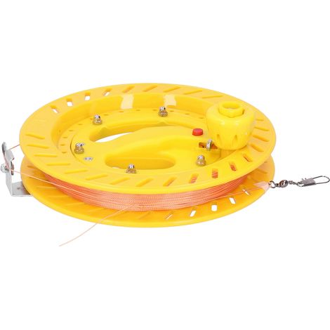 Enrouleur de ligne de cerf-volant d'extérieur en ABS avec poignée et roue de 20 cm et 200 m de ligne (roue jaune de 20 cm et fil de 200 m). (1/5)