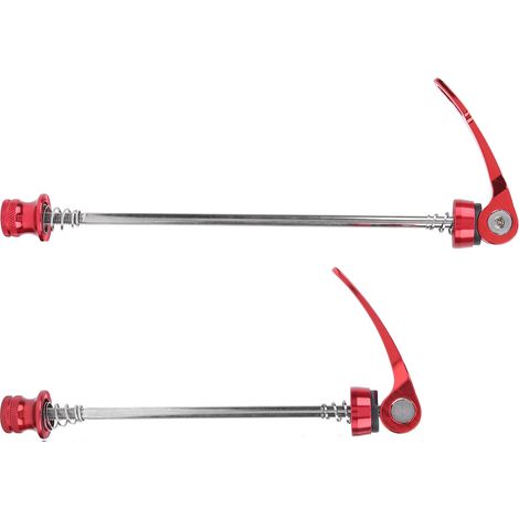 2 Pièces Axe Rapide Vélo avec Levier, Pour VTT et Vélo de Route, Serrage Rapide Roue - Rouge (1/5)