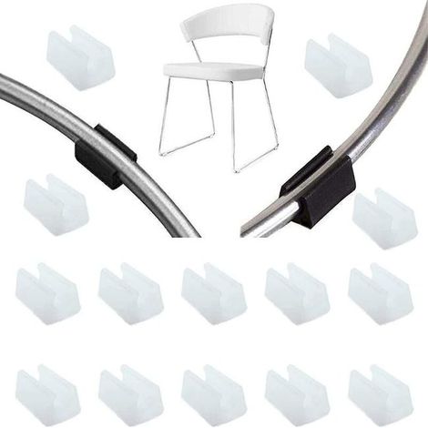 Lot de 32 patins de chaise en plastique en U, 10 mm, blanc - Protège-sols pour pieds de meubles, embouts de protection, accessoires de fixation, pack de 32 pièces (1/4)