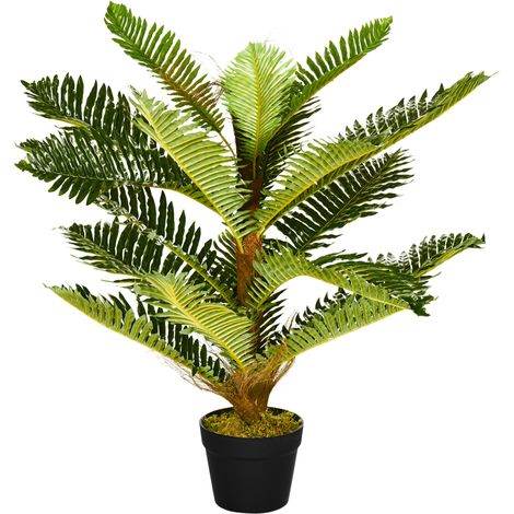 Palmier artificiel H.0,85 m tronc lichen feuilles grand réalisme (1/5)