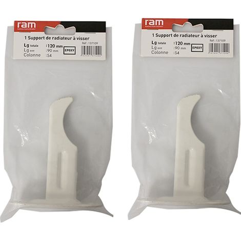Lot de 2 supports à visser pour radiateur en fonte type rideau - longueur axe 90 mm - longueur totale 120 mm - Ram (1/3)