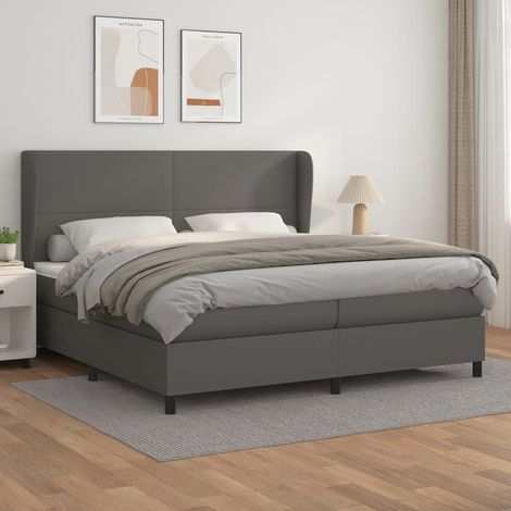 Boxspringbett mit Matratze Grau 200x200 cm Kunstleder (1/5)