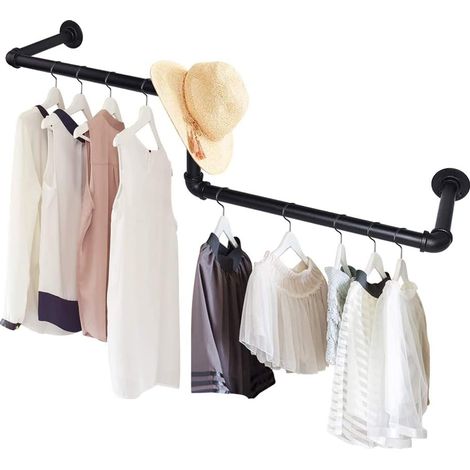 Skecten Colgador de pared de 100 cm Z, Barra para colgar en la pared, fácil montaje, espacio estrecho, negro (1/4)