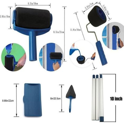 Rouleau de peinture - 10pcs - Couleur Bleu - Facile à utiliser - Avec réservoir (1/4)