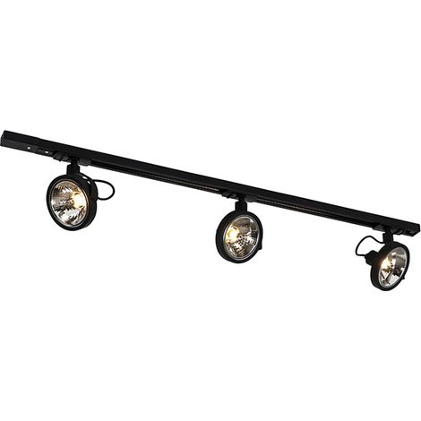 QAZQA go - Système sur rail spot luminaire plafond, plafonnier compatible pour led - 3 lumière - L 100 cm - Noir - Moderne - éclairage intérieur - Salon I Chambre I Cuisine I Salle à manger