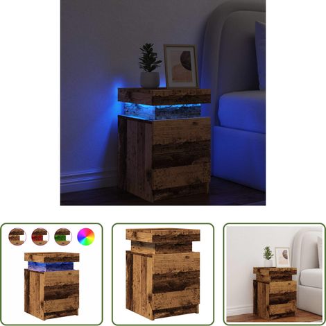 LED-Nachttisch - LED-Nachttisch Altholz-Optik 35x39x55 cm Holzwerkstoff (1/5)