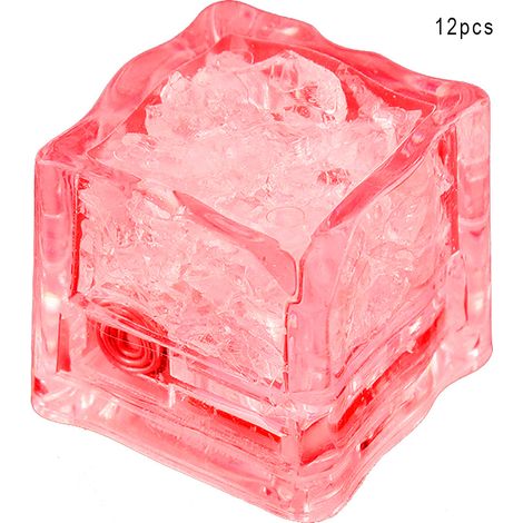12 Pièces Cubes de Glace LED Colorés Capteur Liquide Lumière Déco Fête Mariage (Rouge) (1/5)