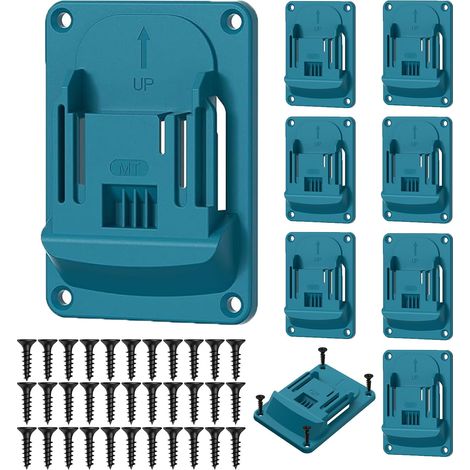 8 supports muraux pour 18 V, visseuse sans fil, support de batterie avec 32 vis, support de visseuse sans fil, pour atelier, garage (1/5)