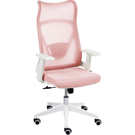 Sedia da ufficio con base girevole e braccioli regolabili in altezza in rete rosa pastello Bard