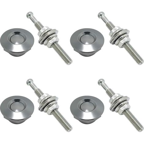Paquete de 4 pasadores de capó universales de aluminio para vehículos, con clip de bloqueo, botón pulsador, pestillo de liberación rápida, 3,17 cm (plateado) (1/5)