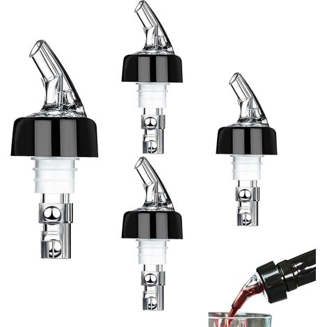 Set mit 4 Ausgießern für alkoholische Getränke, 3-cl-Ausgießer/Tropfer mit automatischer Dosierfunktion. Geeignet für Wein, Schnaps, Cocktails und Öle. (1/5)