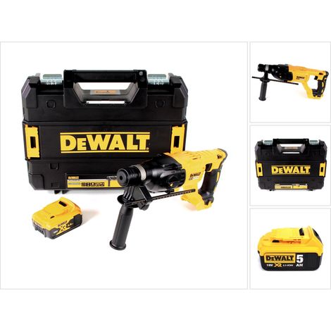 Dewalt – Marteau combiné sans fil 18V 2,6J SDS plus Brushless – 1x batterie 5,0Ah – Pour perçage béton jusqu'à 26mm – Coffret TSTAK - DCH 133 NT