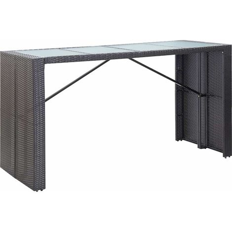 Set de 1 Table et 8 Tabourets de bar de jardin, Ensemble Table et Chaises Résine tressée Noir OIB1265E (1/5)