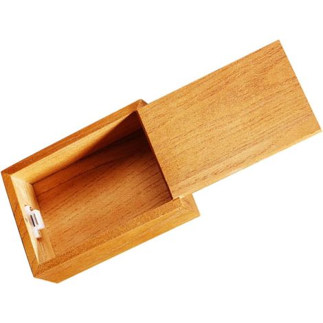 Retro Wooden Jewelry Box, Small Decorative Jewelry Box with Brown Lid, Compact and Suitable for Small Items, Placed on a Bedside Table or Dresser (1/5)