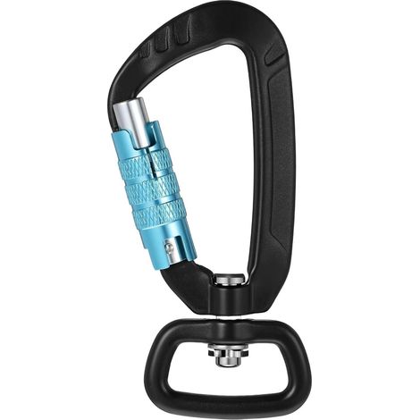 Mousqueton rotatif en aluminium aéronautique, robuste et léger, mousqueton de sécurité, supporte jusqu'à 450 kg et pivote à 360 °, pour laisses de chien en plein air, escalade, balançoire et camping (1/5)