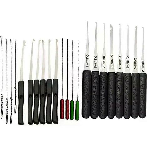 Kit de crochetage pour serrurier, outil pour goupille de serrure, extracteur de clé cassée, retrait des crochets, acier inoxydable, kit de quincaillerie professionnelle à main pour le bricolage. (1/5)