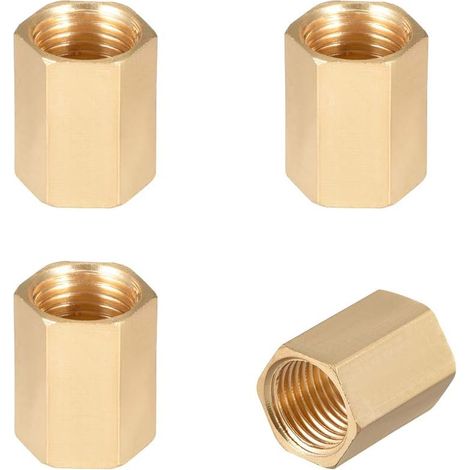 4pcs Raccord tuyau laiton 1/4G filetage femelle laiton tige droite hex (1/5)