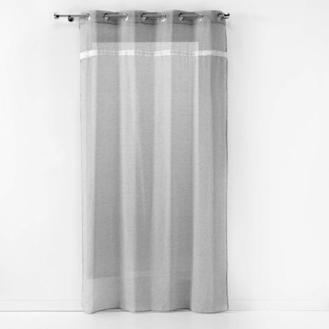 Panneau a oeillets 140 x 240 cm effet lin tisse fantaisie everest Gris (1/4)