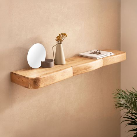 Etagère organique suspendue 3 tiroirs 120 cm en acacia laqué - GRIKA (1/5)