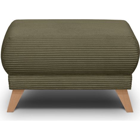 Pouf en velours côtelé vert kaki - Laria (1/5)