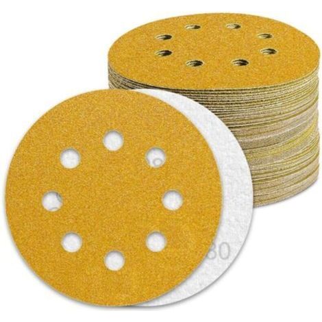 Disque Poncage 125mm Grain 80 Papier Poncer 100pcs Disques Abrasif pour Ponceuse Excentrique Papier de Verre..dyk. (1/4)