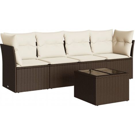 Maison Exclusive - Set comedor de jardín 5 piezas y cojines ratán (1/3)
