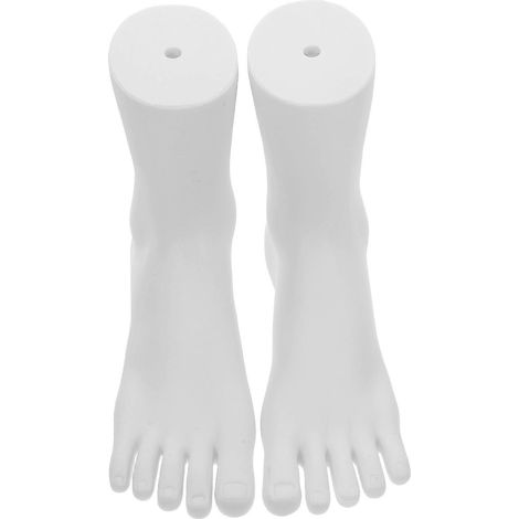Présentoir pour chaussettes et pieds de mannequin (4 pièces) en plastique blanc (1/5)