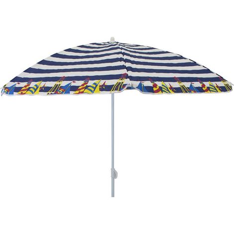 Ombrellone da spiaggia con telo in tnt bianco e blu 150 cm