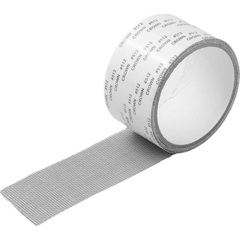 Ruban Adhésif Pour Moustiquaire - Maille Fibre De Verre - Auto-Adhésif - Pour Réparation Fenêtres Et Portes - Gris - 5 cm x 200 cm (1/5)