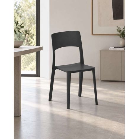 Domo Mea Sedia Antracite Stil 44x52x84 cm in Polipropilene Impilabile