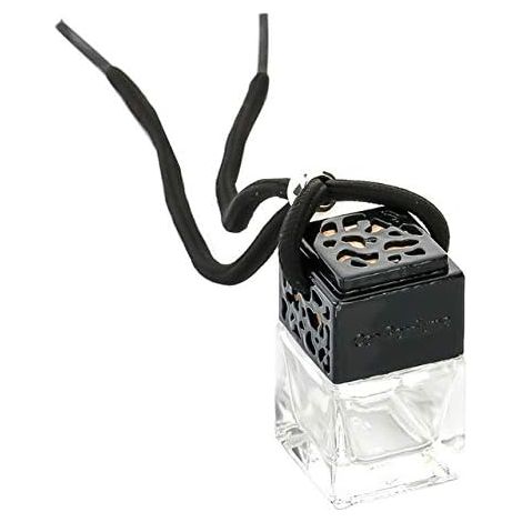 Lot de 5 pendentifs parfum carrés en verre pour voiture, en forme de flacon, avec couvercle noir. (1/5)