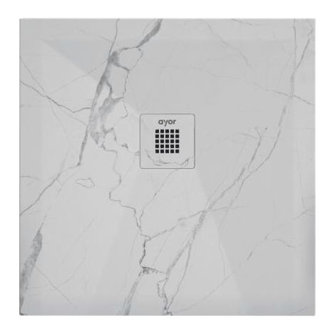 ONDEE - Plato de ducha NOLA 3 - Puede cortarse - 90x90x3cm - Resina - Mármol blanco