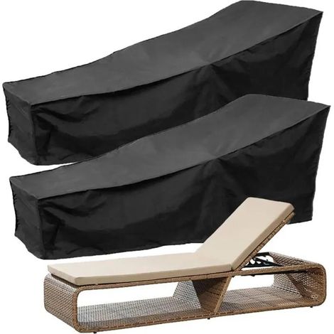 Housse de transat de jardin imperméable et coupe-vent en deux parties - 210 x 75 x 80 cm - Tissu Oxford 210D