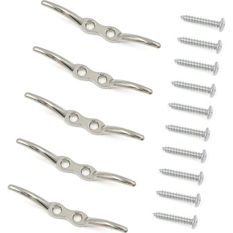 Taquets d'amarrage Crochet Aveugle Mât 5 Pièces en Acier Inoxydable Serre Câble Crochet de Mât de Drapeau Taquet D'amarrage Taquet de Bateau Accessoires Vis de Montage Incluses.11cm (1/5)