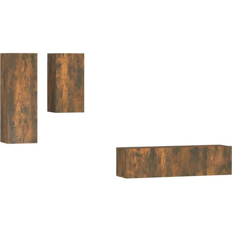 Maison Exclusive - Set di Mobili Porta TV 4 pz Rovere Fumo in Legno Multistrato (1/5)