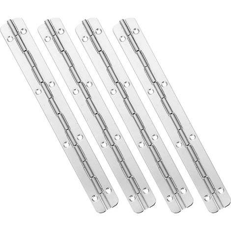 Charnières 4pcs en Acier Inoxydable Argenté Longues Robustes Durabilité et Protection Multi-usages pour Portes D'armoires et Boîtes à Outils (1/5)